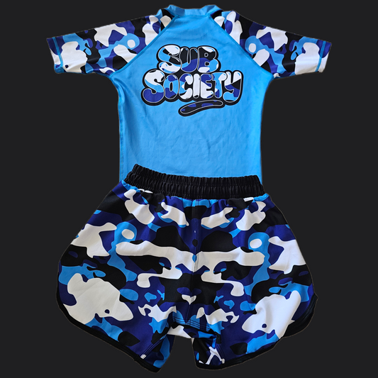 'Camo' Blue No-gi Jiu jitsu rashguard set