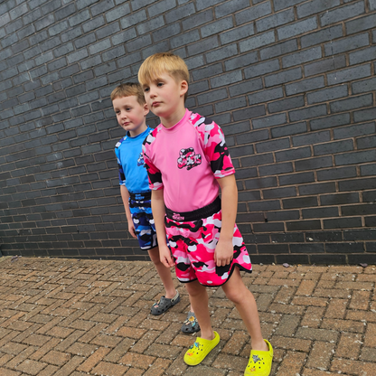 'Camo' Pink No-gi Jiu jitsu rashguard set