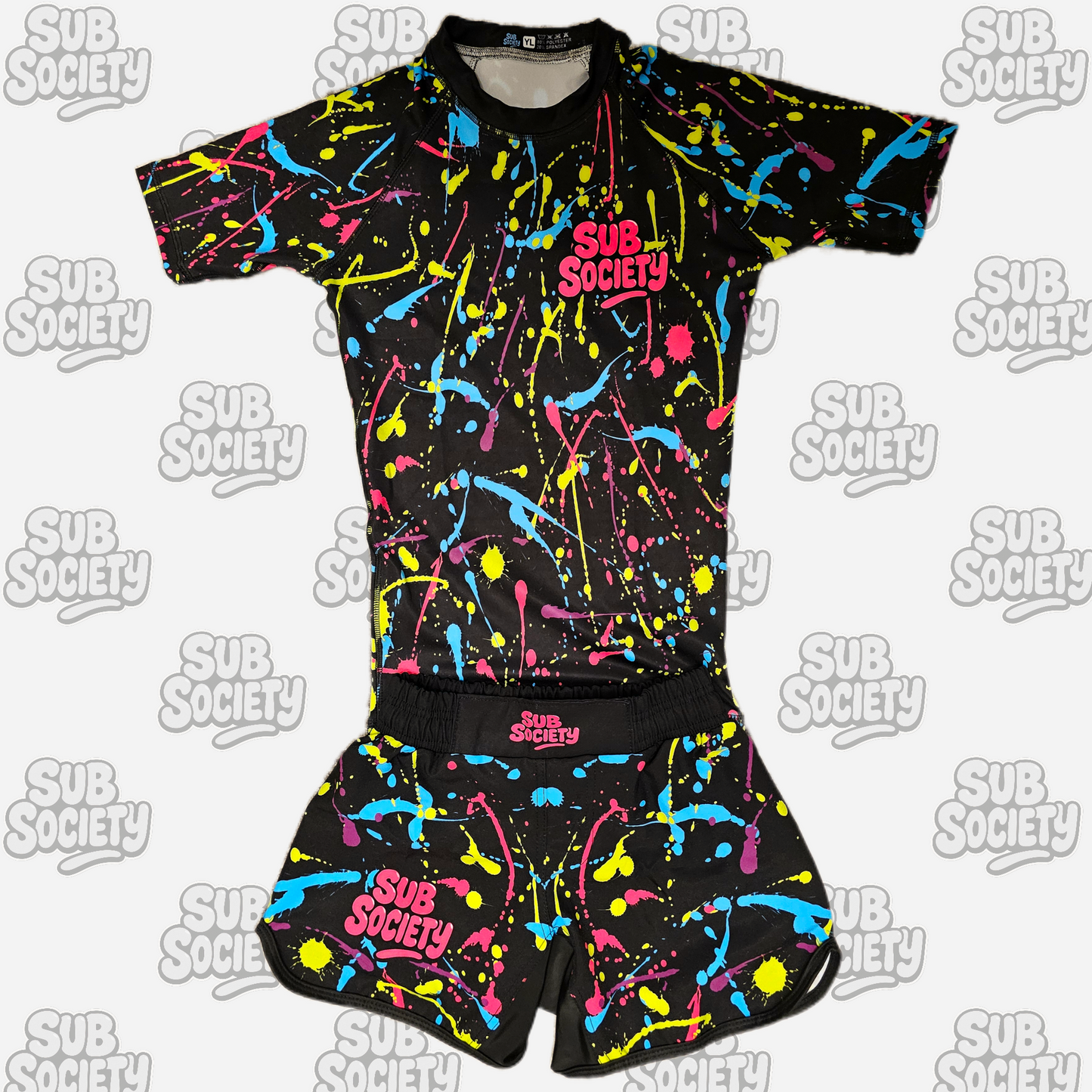'Splash' Pink No-gi Jiu jitsu rashguard set
