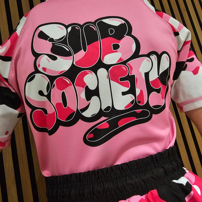 'Camo' Pink No-gi Jiu jitsu rashguard set