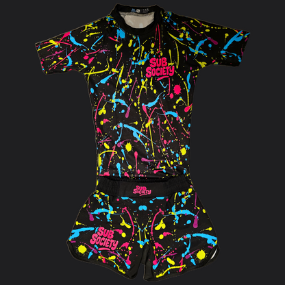 'Splash' Pink No-gi Jiu jitsu rashguard set