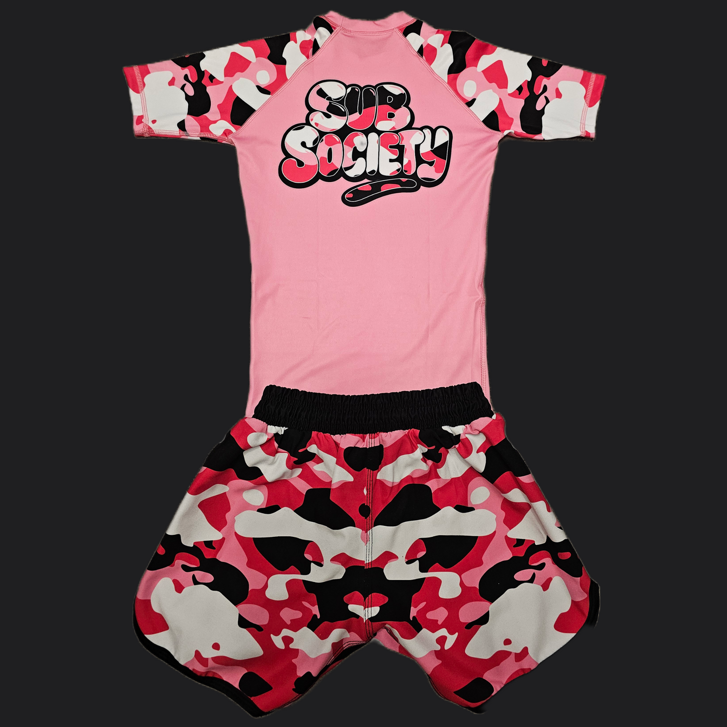 'Camo' Pink No-gi Jiu jitsu rashguard set