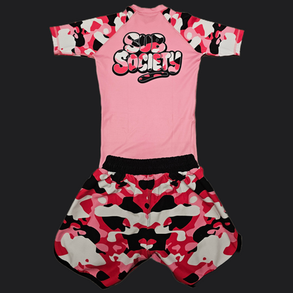 'Camo' Pink No-gi Jiu jitsu rashguard set