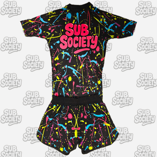 'Splash' Pink No-gi Jiu jitsu rashguard set