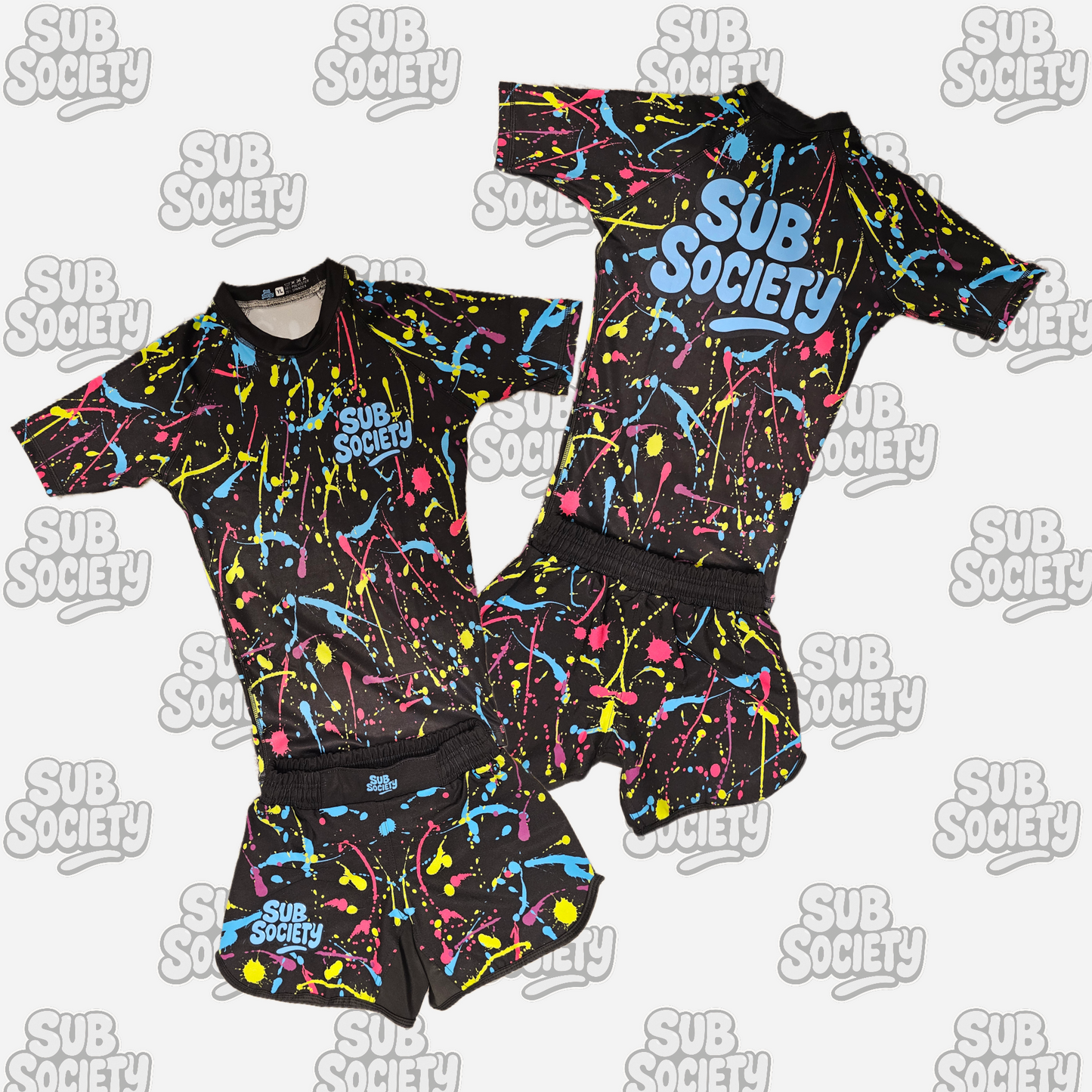 'Splash' Blue No-gi Jiu jitsu rashguard set